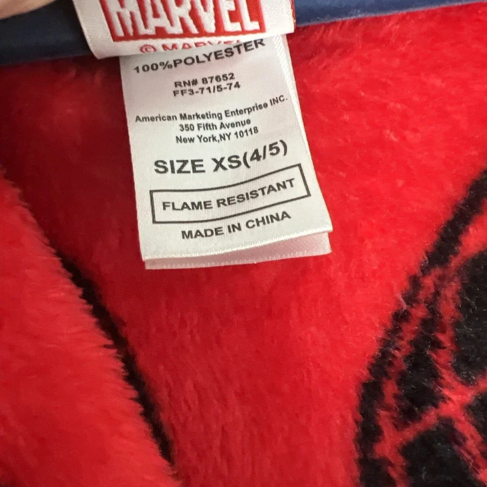 SPIDERMAN by MARVEL Childs Hooded Bath Robe; Sz X Small 4/5 ; Boy Girl 🕸️Fans